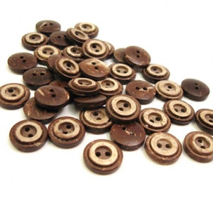 10 Brown coconut shell buttons 13 or 15mm Rustic circle wooden sewing buttons image 3