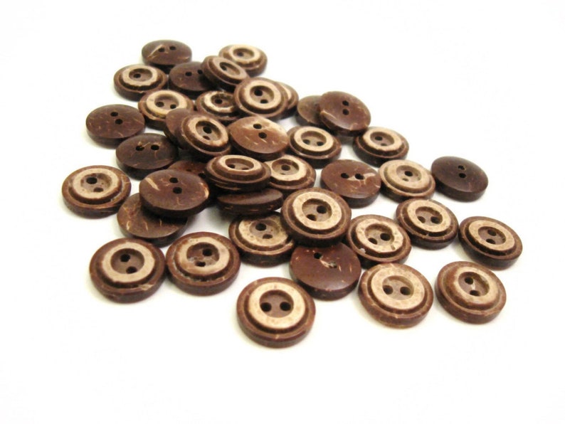 10 Brown coconut shell buttons 13 or 15mm Rustic circle wooden sewing buttons image 3