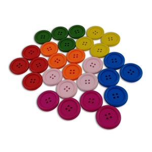 30mm wooden colorful buttons Set of 4 wood sewing buttons Pink, Yellow, Blue, Green, Red, Orange, Fushia image 9