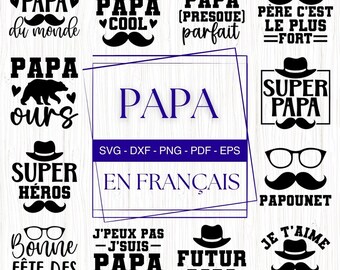 Französischer Vater SVG Bundle, Schneidedatei, PNG zum Drucken, Sofort Download