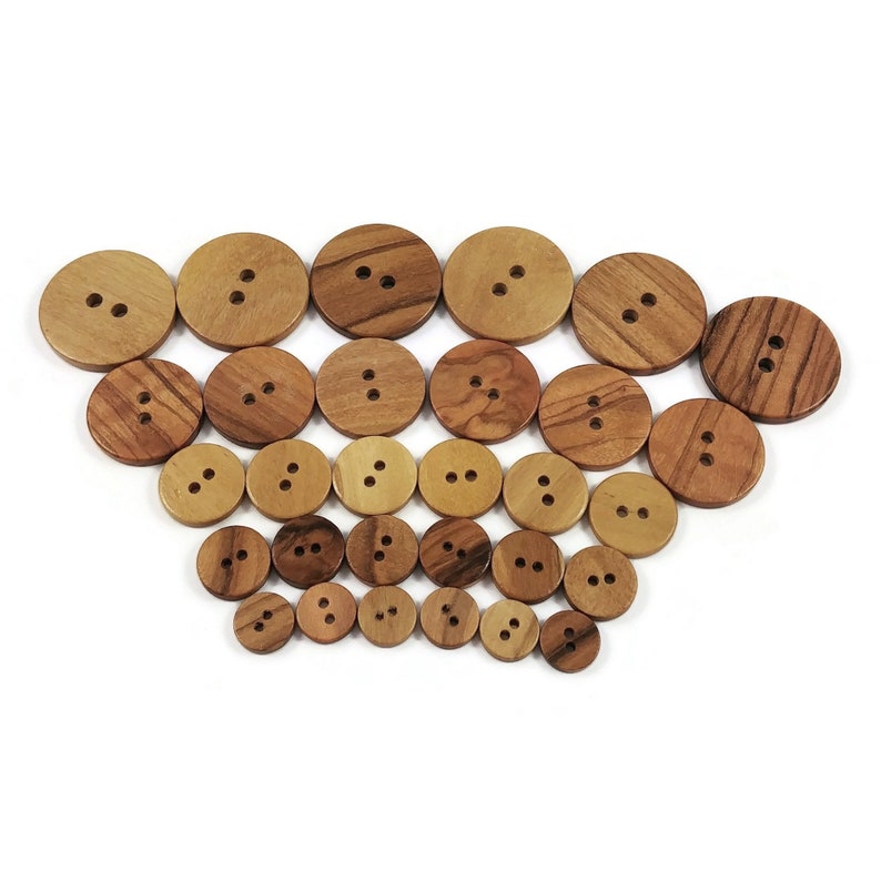 Natural olive wood buttons, 11mm, 13mm, 15mm, 20mm, 25mm, Wooden sewing buttons, Made in Italy image 2