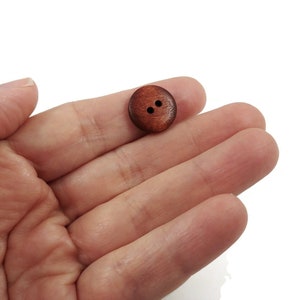Reddish brown wooden buttons, 15mm, 20mm, Plain round sewing buttons 15mm
