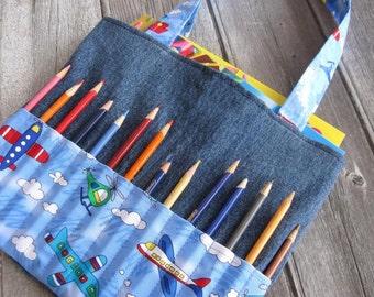 DIY Coloring Bag Sewing Pattern - Art bag for children tutorial PDF download ePattern