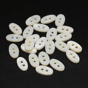 Oval shape MOP buttons - Mother of Pearl Shell Buttons 12mm - set of 6 dainty white buttons