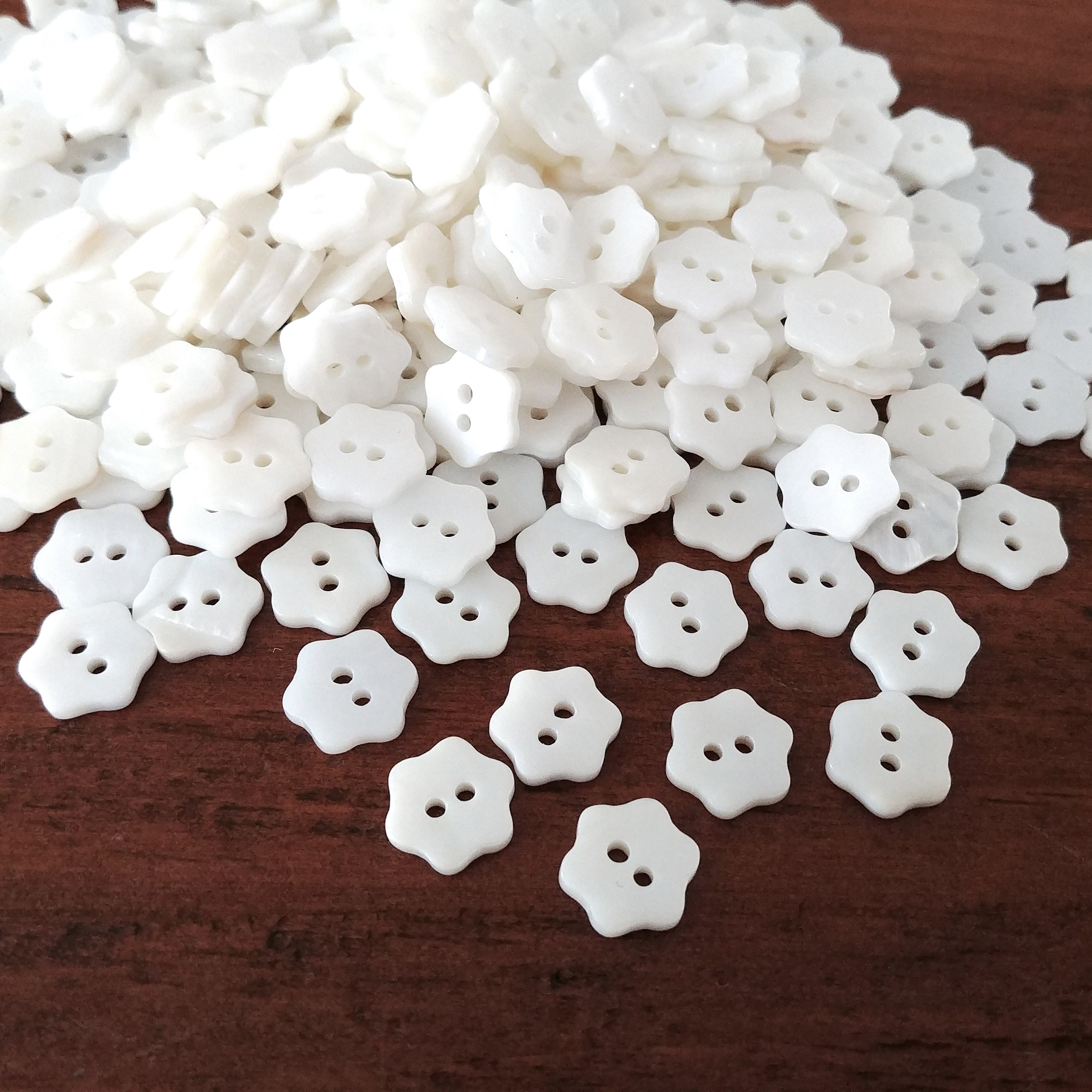 Mother of Pearl Shell Buttons 13mm - Set of 6 White Flower Buttons - Etsy