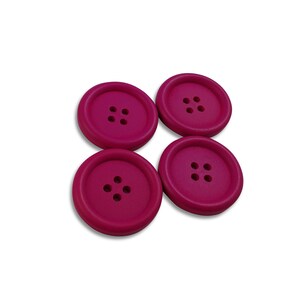 30mm wooden colorful buttons Set of 4 wood sewing buttons Pink, Yellow, Blue, Green, Red, Orange, Fushia Fushia