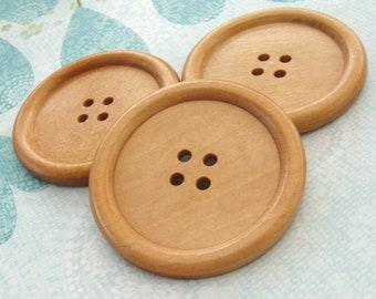 3 Large wooden buttons, 50mm sewing buttons, 2 inch buttons for knitting