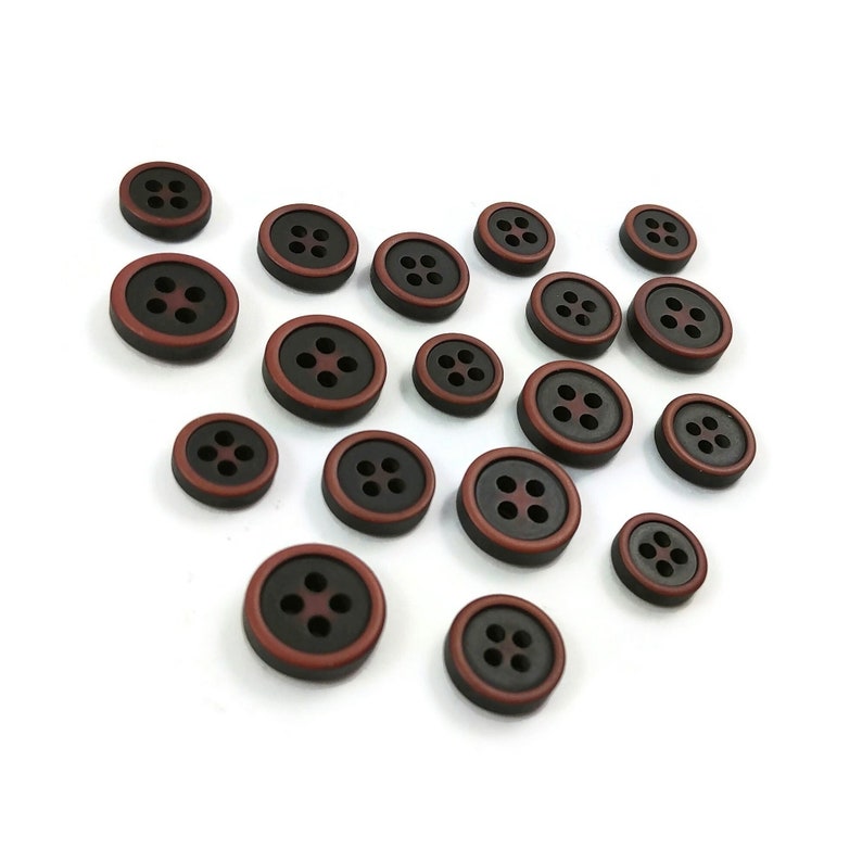 10 dark brown resin sewing buttons Pick your size: 9mm, 10mm or 11mm image 1