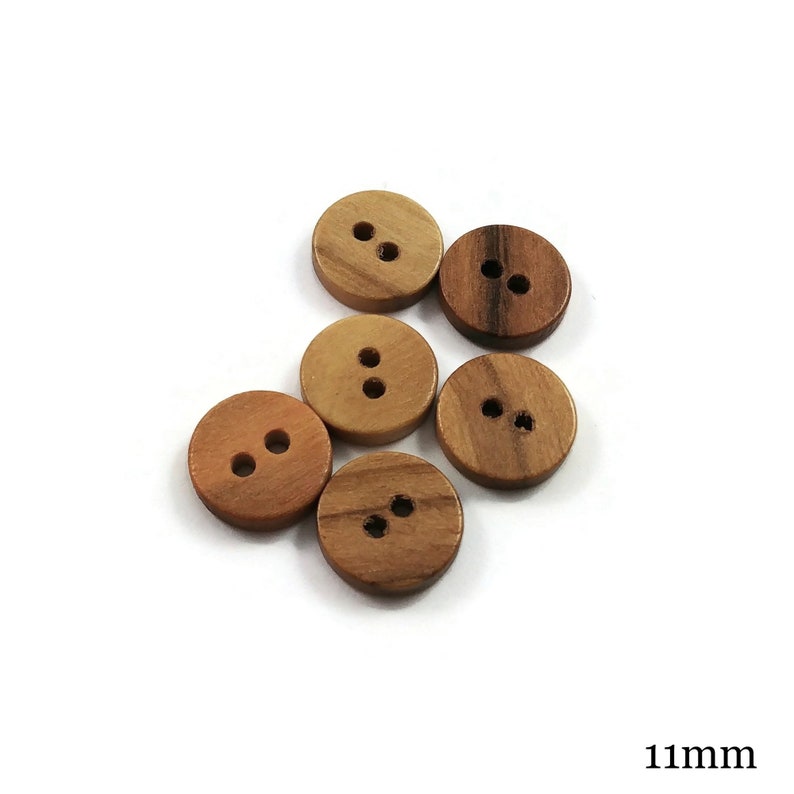 Natural olive wood buttons, 11mm, 13mm, 15mm, 20mm, 25mm, Wooden sewing buttons, Made in Italy 11mm