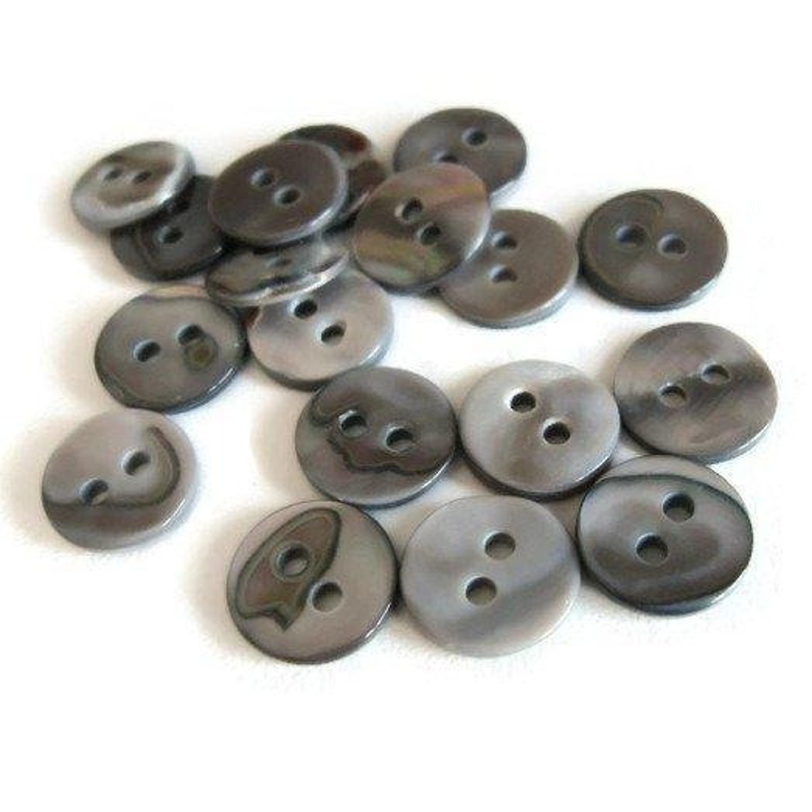 Grey Shell Buttons 10mm Grey Shell Buttons, 8 Natural Sewing Buttons, 2 Holes Mother of ...