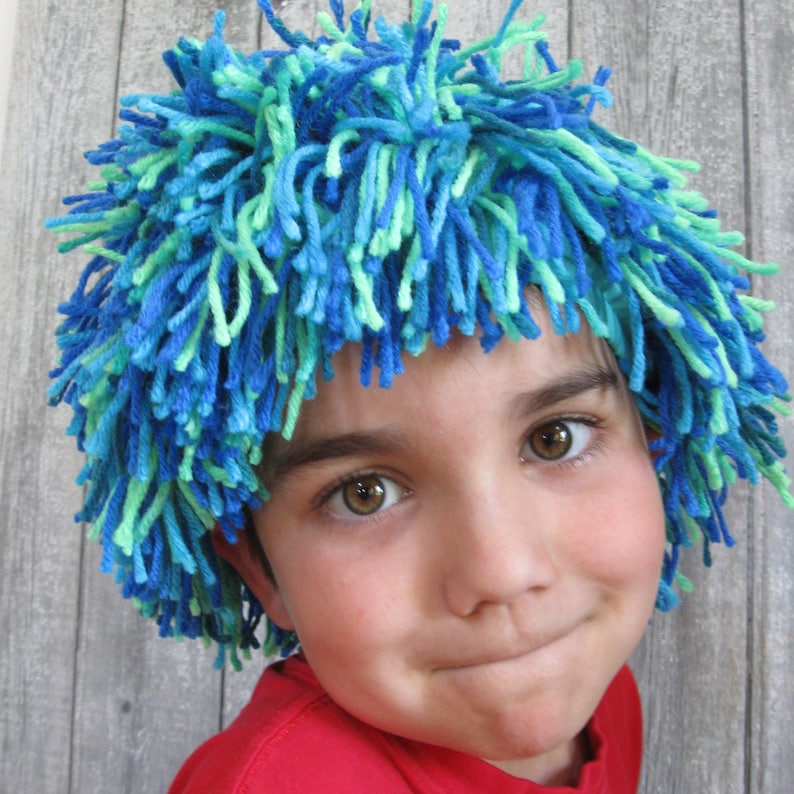 PDF children sewing pattern DIY blue yarn wig Party and image 10