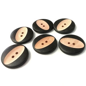 Carved wooden buttons, 30mm sewing buttons, 6 wood buttons for knitting