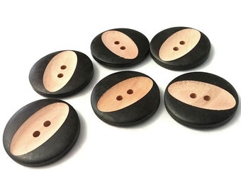 Carved wooden buttons, 30mm sewing buttons, 6 wood buttons for knitting