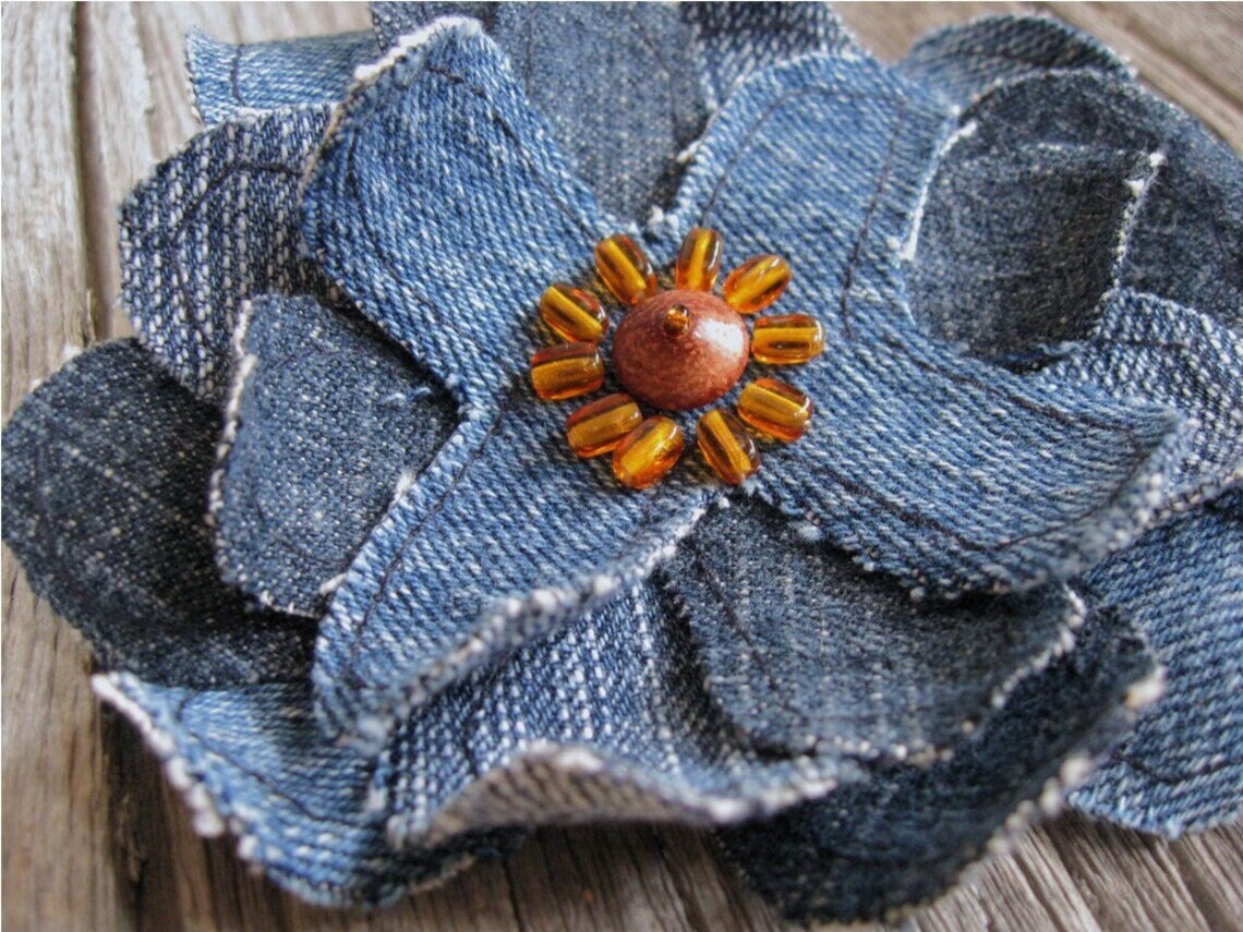Fabric Flower Sewing Pattern, Making Flowers With Jeans, Zero Waste ...