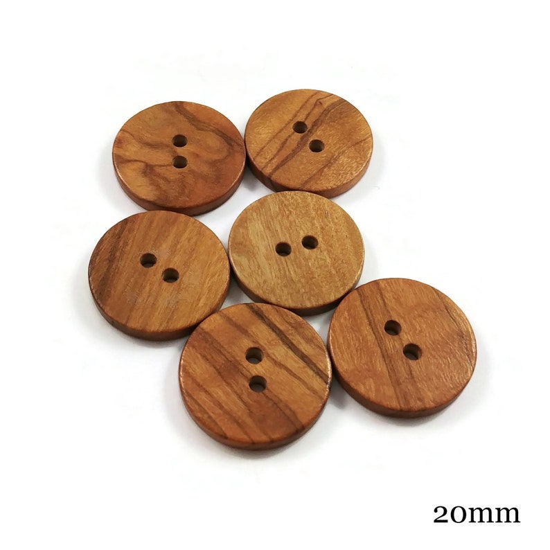 Natural olive wood buttons, 11mm, 13mm, 15mm, 20mm, 25mm, Wooden sewing buttons, Made in Italy 20mm