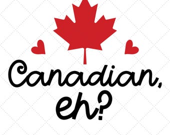 Canadian, eh? SVG cutting file, PNG for Printing, Instant Download, Canada fun saying, Maple Leaf