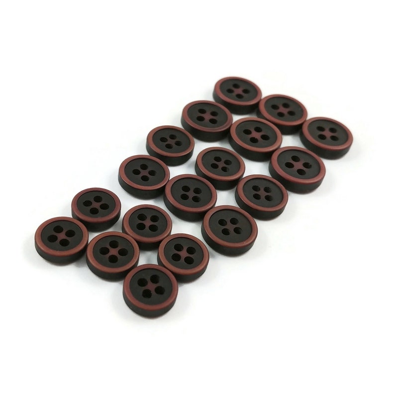 10 dark brown resin sewing buttons Pick your size: 9mm, 10mm or 11mm image 2
