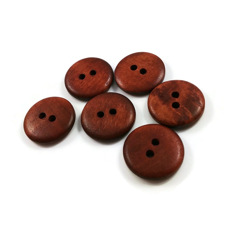 Reddish brown wooden buttons, 15mm, 20mm, Plain round sewing buttons image 7