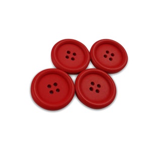 Botones coloridos de madera de 30 mm Conjunto de 4 botones de costura de madera Rosa, Amarillo, Azul, Verde, Rojo, Naranja, Fucsia Red