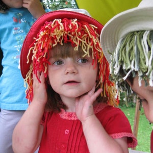 DIY yarn hair wig hat, PDF children sewing tutorial, Party and dress up costume, Instant download image 8