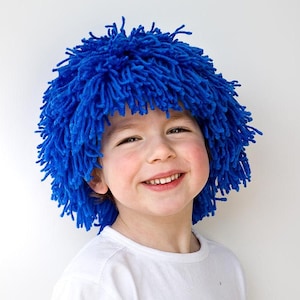 PDF children sewing pattern, DIY blue yarn wig, Party and dress up costume, Instant download sewing pattern