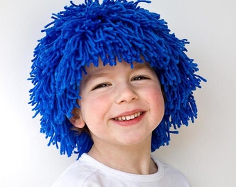 PDF children sewing pattern, DIY blue yarn wig, Party and dress up costume, Instant download sewing pattern