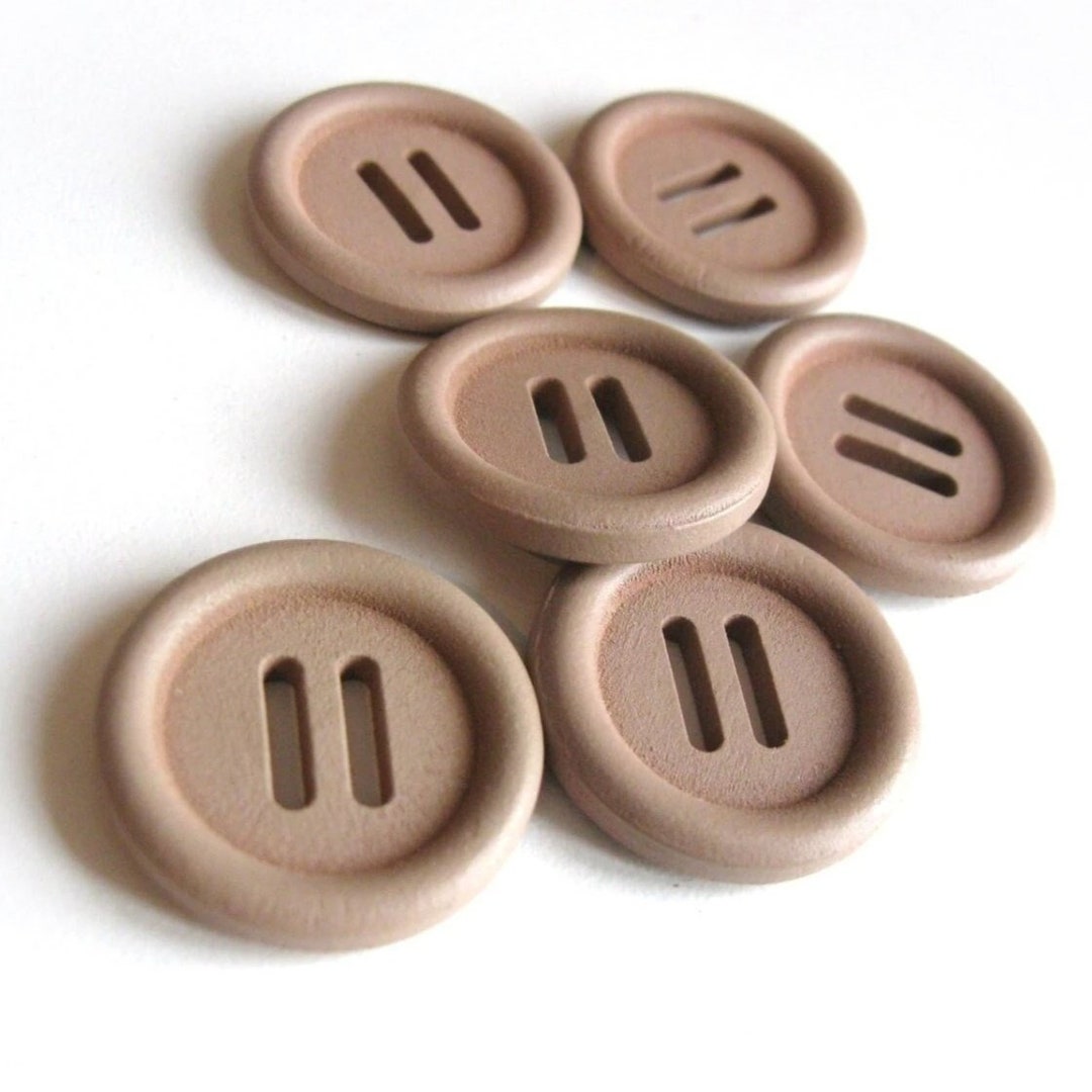 1 Inch Wooden Buttons, 6 Beige Buckle Buttons, 25mm Wood Sewing Buttons ...