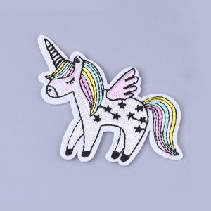 Rainbow unicorn iron on patches, cute embroidered patch, kids sew on patch