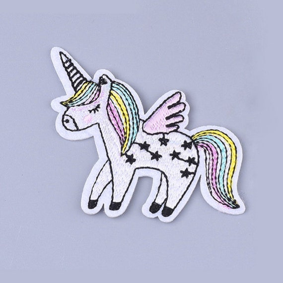 Rainbow Unicorn Iron on Patches, Cute Embroidered Patch, Kids Sew on Patch  