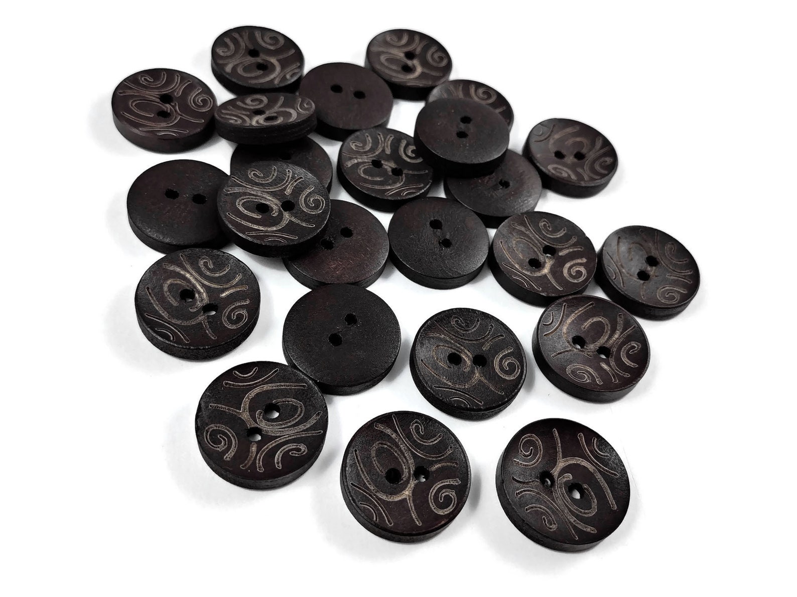 Tribe Button 20mm Tribal Buttons, 2 Holes Sewing Buttons, 6 Wooden Buttons for ...
