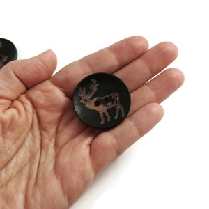 Rustic elk wooden button, 40mm big sewing button, 4 brown button for knitting, Deer woodland supplies image 5