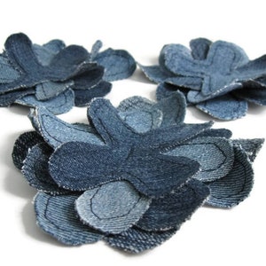 Fabric flower sewing pattern, Making flowers with jeans, Zero waste recycle craft project, Instant download tutorial image 4