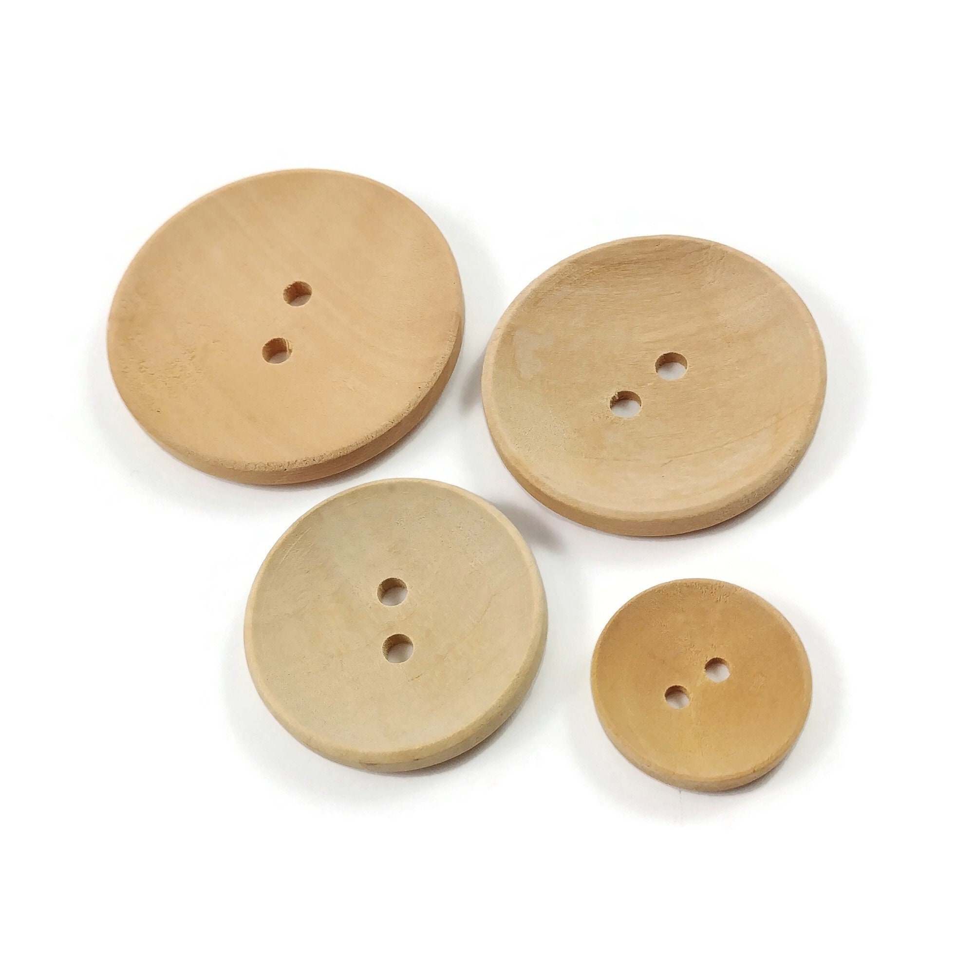 20 Wood Buttons, Dark Brown Finish, Large 1 3/8, 35mm Natural Wood