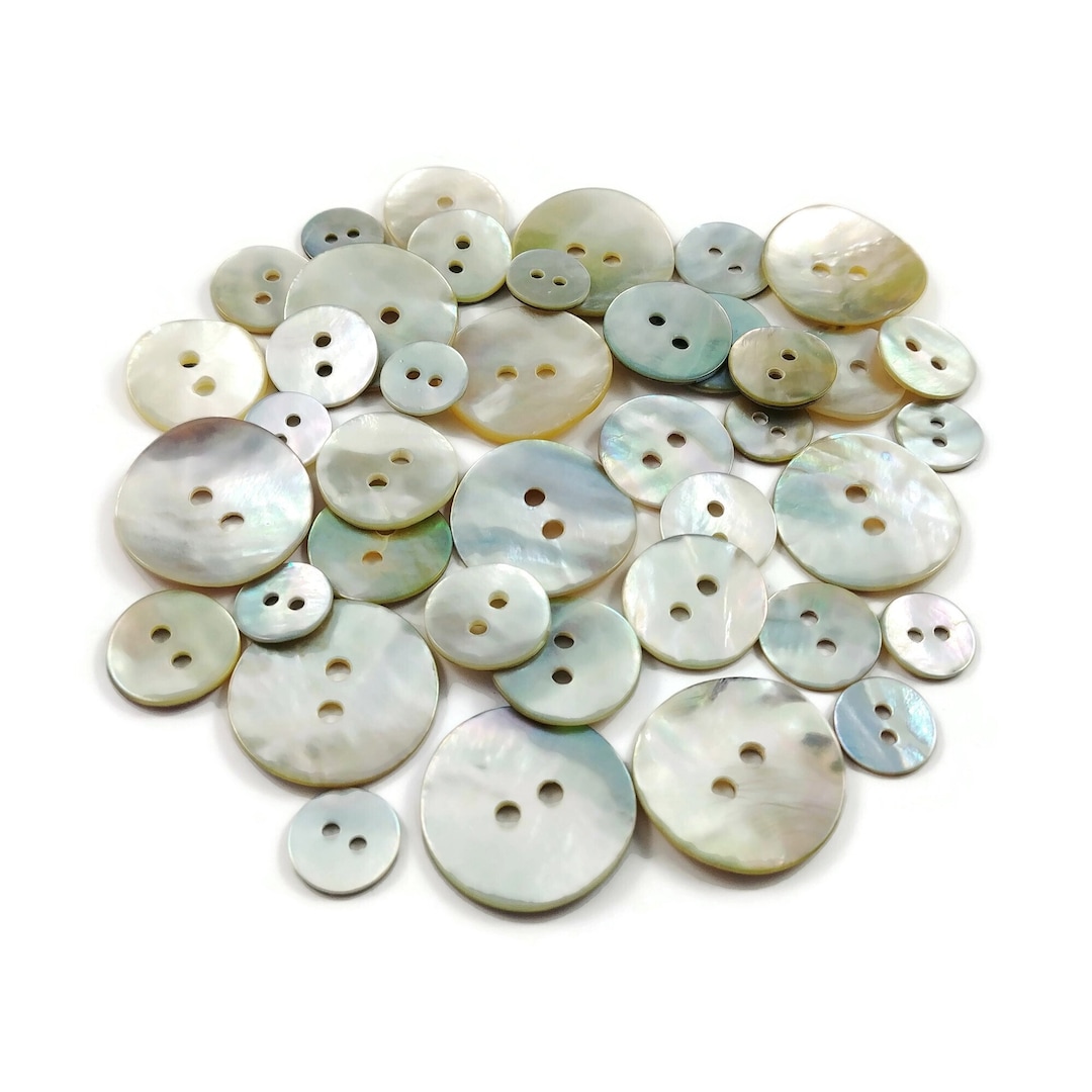 Natural Agoya Shell Buttons, 6 Sizes Available, Raw Pearl Sewing ...