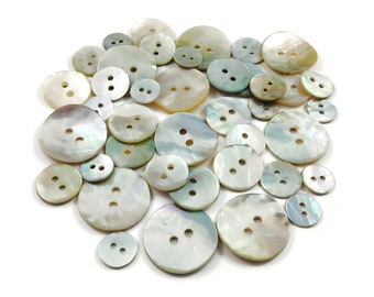 Natural agoya shell buttons, 5 sizes available, Raw pearl sewing buttons