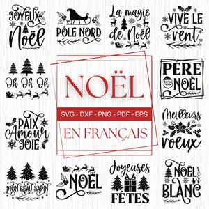 Assortiment de NOËL, Lot de fichiers de découpe SVG, PNG pour impression, Téléchargement instantané