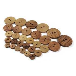 Natural olive wood buttons, 11mm, 13mm, 15mm, 20mm, 25mm, Wooden sewing buttons, Made in Italy image 3