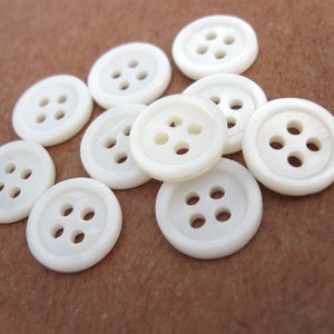Mother of pearl buttons - 10mm buttons - set of 10 shell buttons - unique white buttons 10mm - natural eco friendly buttons