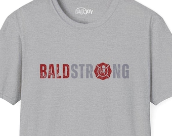 Bald Strong Firefighter Badge Unisex T-Shirt, Gift for First Responder, Softstyle Tee, Fireman Apparel, Firefighter Gift, Firefighter Shirt