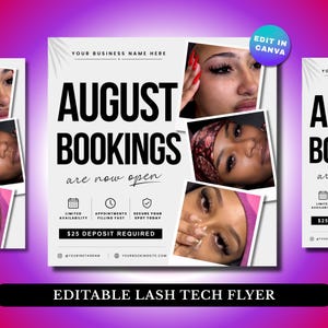 Editable Lash Tech Bookings Open Canva Template, Eyelash Extension Appointment Flyer, Beauty Marketing Post, Instagram Design