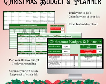 Christmas Planner / Holiday Planner. Track your Christmas Budget, Holiday Gift Lists, Holiday Spending, Wrapping, Christmas Cards and more.
