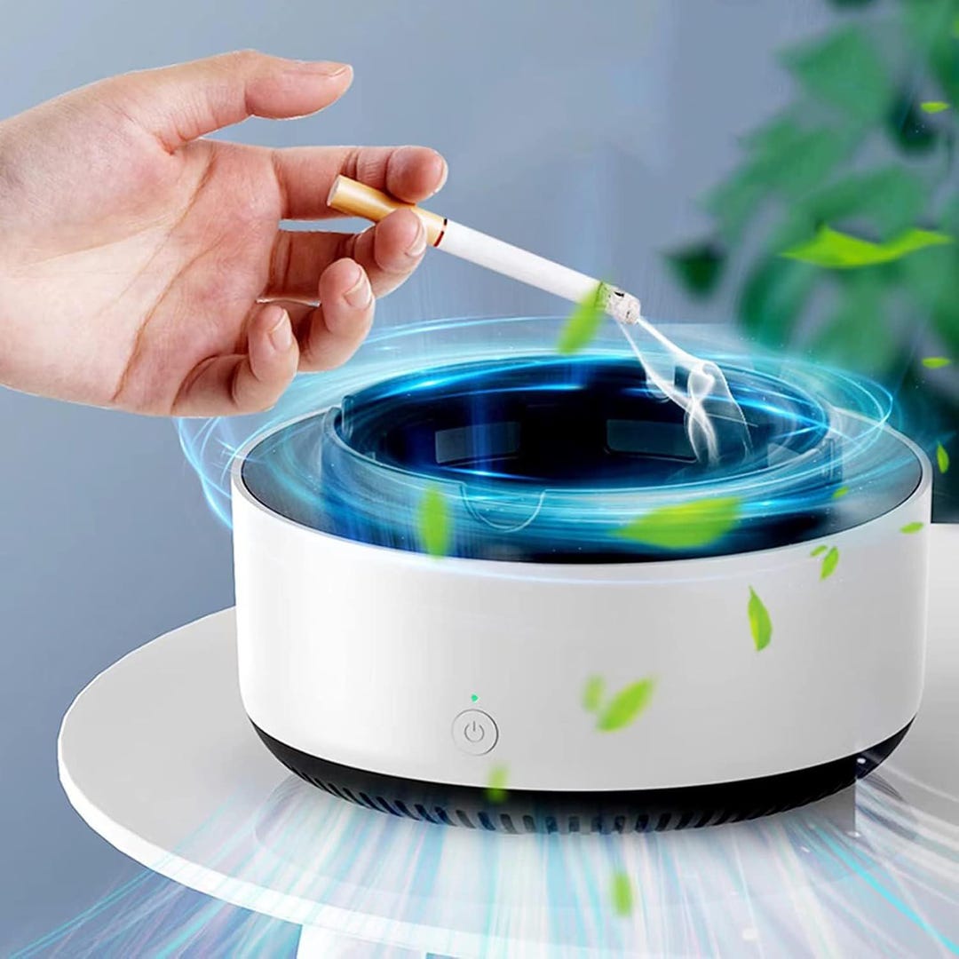 Smokeless Ashtray With Air Filter – Odor Reducing Cigarette Ashtray for  Home, Car or Office