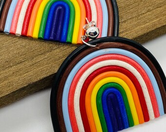 Large Clay Rainbow Earrings LGBTQIA+ Pride