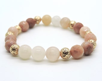 Red Aventurine and Pink Opal stretch bracelet