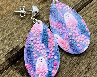 Ghost in the garden earrings floral lightweight