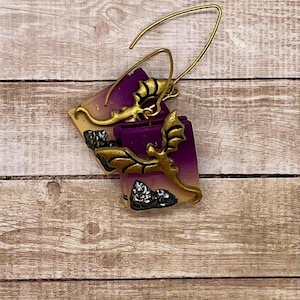 Flying dragon book earrings mountains fourth wing iron flame