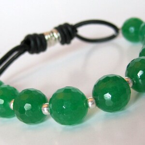 Emerald Jade Leather Stretch Bracelet image 1