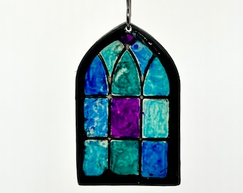 Faux stained glass window earrings