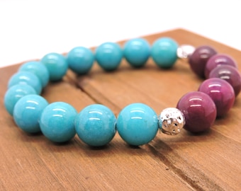 Purple and light blue stretch bracelet