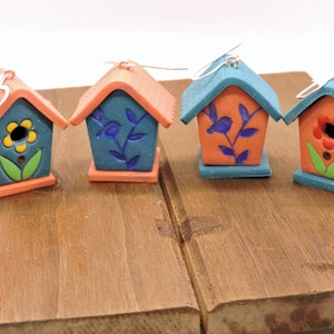 3-D Birdhouse Earrings Lightweight polymer clay image 1